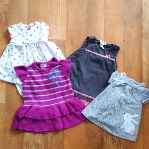 Cherokee and Carter's Girls 3M Short Sleeve 4 Pack Dresses -‎ Summer and Fall